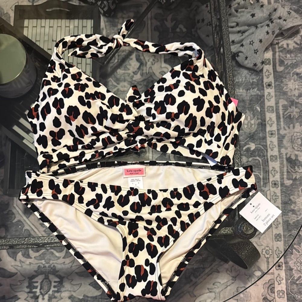 Kate Spade Black and Cream Bikini Set